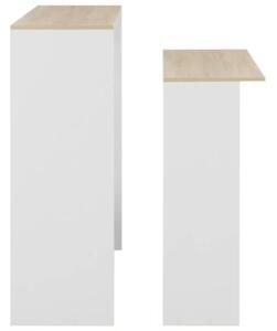Stół barowy z 2 blatami, biały i dębowy, 130 x 40 x 120 cm