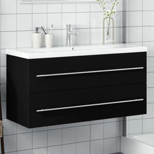 Szafka łazienkowa z wbudowaną umywalką, czarna