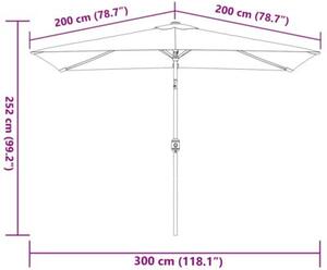 Parasol ogrodowy na metalowym słupku, 300 x 200 cm, antracytowy