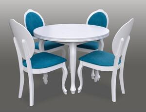 Piękny biały zestaw mebli stół + 4 krzesła tapicerowane RM-33