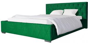 Łóżko z pikowanym wezgłowiem do sypialni Elza zieleń stelaż pojemnik