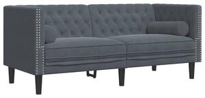 Sofa chesterfield aksamitna ciemnoszara z gÅÄbokim tuftingiem 174 cm