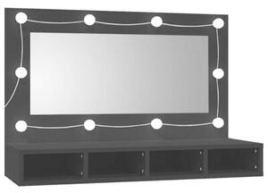 Szafka z lustrem i oświetleniem LED, czarna, 90x31,5x62 cm