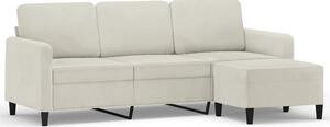 Sofa 3-osobowa, kremowa, 180 cm, tapicerowana aksamit
