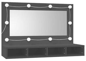 Szafka z lustrem i oświetleniem LED, czarna, 90x31,5x62 cm