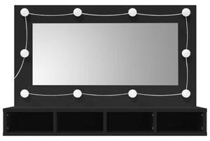 Szafka z lustrem i oświetleniem LED, czarna, 90x31,5x62 cm