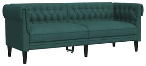 Sofa chesterfield, trzyosobowa, ciemnozielona, obita tkaninÄ