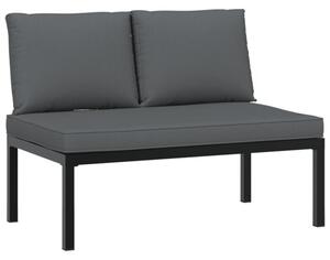 Ławka ogrodowa z poduszkami, czarna, aluminium