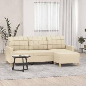 Sofa 3-osobowa, kremowa, 180 cm, tapicerowana tkaninÄ