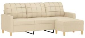 Sofa 3-osobowa, kremowa, 180 cm, tapicerowana tkaninÄ