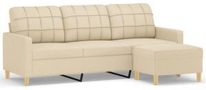 Sofa 3-osobowa, kremowa, 180 cm, tapicerowana tkaninÄ