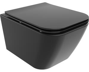 Mexen Madox miska wc Rimless z deską wolnoopadającą slim, duroplast, czarna mat - 30154070