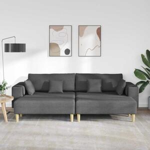 Sofa 4-osobowa w ciemnoszarym kolorze z oddychajÄ cÄ tkaninÄ i poduszkami sprÄÅ¼ynowymi