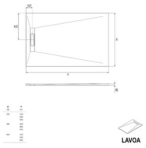Brodzik prysznicowy płaski odlew mineralny LAVOA - efekt kamienia antracyt mat - różne rozmiary