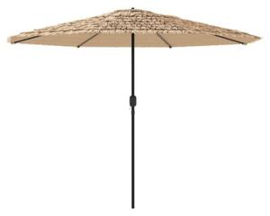 Parasol ogrodowy z LED, stalowy słupek, brązowy, 388x388x248 cm