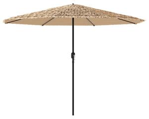 Parasol ogrodowy z LED, stalowy słupek, brązowy, 388x388x248 cm
