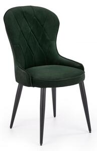 Krzesło K366 - ciemnozielone, tapicerowane zielonym welwetem do jadalni