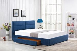 Łóżko Merida 160x200 - popielaty, do sypialni, do spania, tapicerowany zagłówek, szuflada