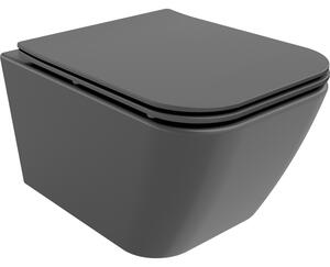 Mexen Madox miska wc Rimless z deską wolnoopadającą slim, duroplast, szara ciemna mat - 30154061