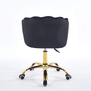 EMWOmeble Krzesło obrotowe muszelka DC-6091S czarny welur #66 / złota noga