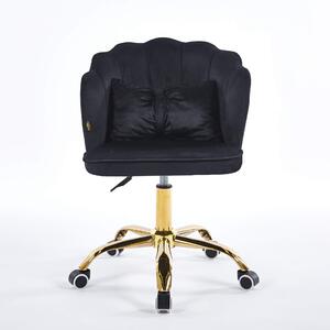 EMWOmeble Krzesło obrotowe muszelka DC-6091S czarny welur #66 / złota noga