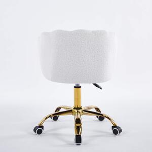 EMWOmeble Krzesło obrotowe muszelka DC-6091S biały baranek boucle / złota noga