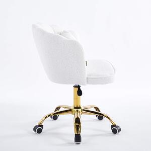 EMWOmeble Krzesło obrotowe muszelka DC-6091S biały baranek boucle / złota noga