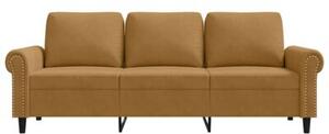 Sofa 3-osobowa, brÄ zowa, 180 cm, tapicerowana aksamitem
