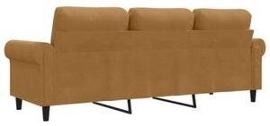 Sofa 3-osobowa, brÄ zowa, 180 cm, tapicerowana aksamitem