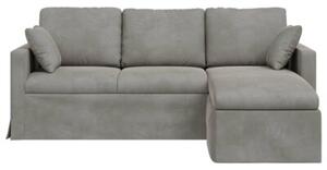 Nowoczesna sofa aksamitna w kolorze jasnoszarym z metalowÄ ramÄ