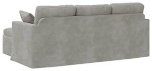 Nowoczesna sofa aksamitna w kolorze jasnoszarym z metalowÄ ramÄ
