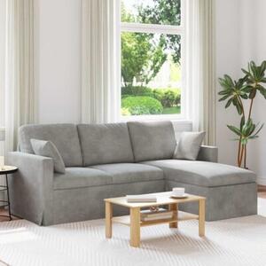 Nowoczesna sofa aksamitna w kolorze jasnoszarym z metalowÄ ramÄ