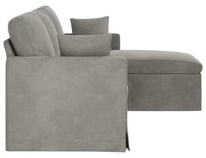 Nowoczesna sofa aksamitna w kolorze jasnoszarym z metalowÄ ramÄ