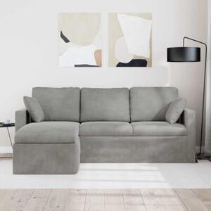 Nowoczesna sofa aksamitna w kolorze jasnoszarym z metalowÄ ramÄ