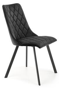 Czarne welurowe krzesło pikowane - Zoxe