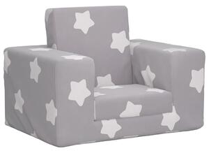 Rozkładany pluszowy fotel dla dziecka szary z gwiazdkami - Hring 3X
