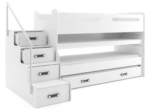 Białe piętrowe łóżko z wysuwanym biurkiem - Ilos