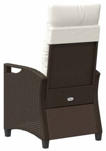 Nowoczesny leżący fotel ogrodowy z regulowanym oparciem w brązowo-kremowym kolorze