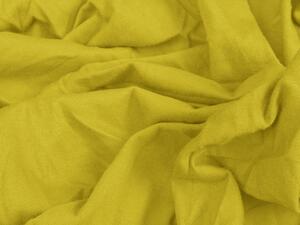 Pościel z mikrofibry PALOMA czarna + prześcieradło Jersey 90x200 cm żółte