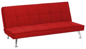 Nowoczesna sofa rozkładana tapicerowana kanapa pikowana 3-osobowa czerwona Hasle Beliani
