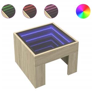 Stolik nocny z LED infinity, dÄ b sonoma, 40x40x30 cm
