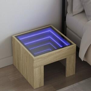 Stolik nocny z LED infinity, dÄ b sonoma, 40x40x30 cm