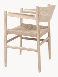 Ręcznie wykonane krzesło z podłokietnikami z plecionym siedziskiem Nestor
