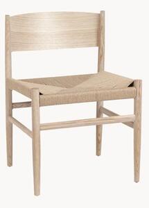 Krzesło z drewna z plecionym siedziskiem Nestor