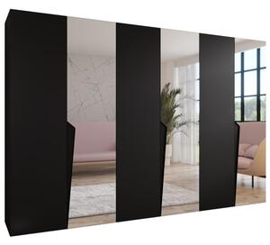 Szafa uchylna otwierana Piano 2 300 (3x100) wys. 202 cm czarny + u. czarny