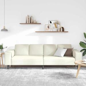 Nowoczesna sofa do salonu w kremowym kolorze, 4 miejsca, z poduszkami z pianki, odporna na wilgoÄ