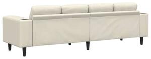 Nowoczesna sofa do salonu w kremowym kolorze, 4 miejsca, z poduszkami z pianki, odporna na wilgoÄ