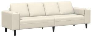 Nowoczesna sofa do salonu w kremowym kolorze, 4 miejsca, z poduszkami z pianki, odporna na wilgoÄ