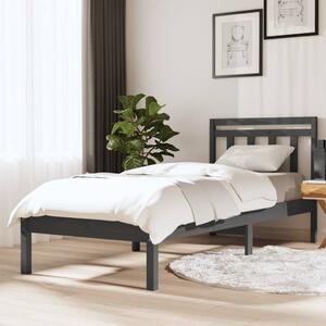 Rama łóżka, szara, lite drewno, 75x190 cm, 2FT6, pojedyncza