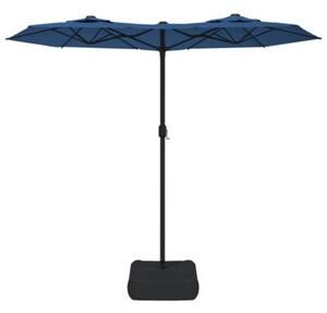 Podwójny parasol ogrodowy z LED, niebieski, 316x145 cm